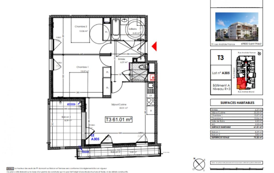 MAZALINE IMMOBILIER : Appartement | SAINT-PRIEST (69800) | 61 m2 | 295 900 € 